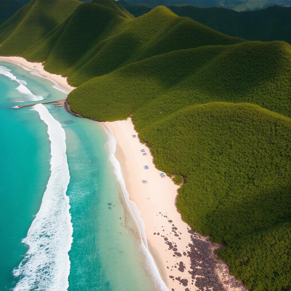 Aerial view of a tropical coast